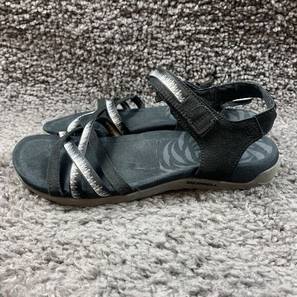 Merrell Terran 3 Cush Lattice Womens Size 8 Black Beach Outdoor Strappy Sandals - Picture 2 of 8